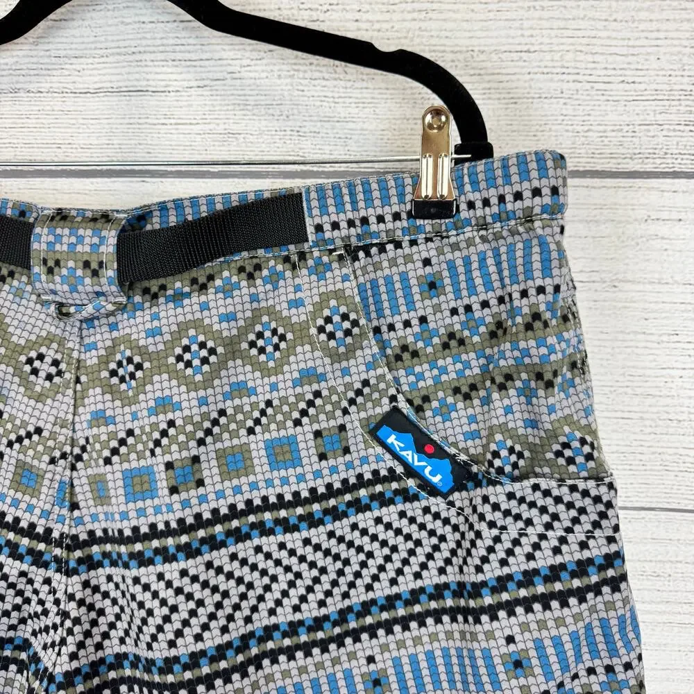 Kavu Men's Gray Belted Geometric Outdoor Hiking Chilli Shorts Size XXL